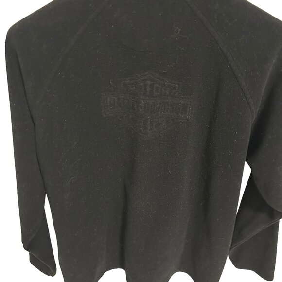 Harley Davidson 1/4 Zip Fleece Sweatshirt Mens Size Large Logo Black - Picture 3 of 8